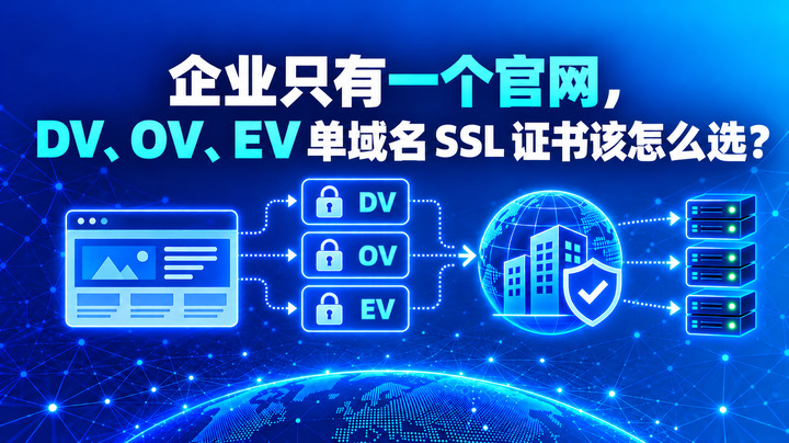 企业只有一个官网，DV、OV、EV 单域名 SSL 证书该怎么选？